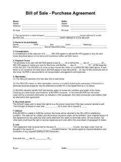 Bill of Sale - Purchase Agreement