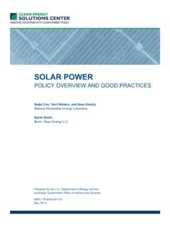 Solar Power: Policy Overview and Good Practices