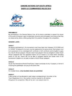 DANONE NATIONS CUP SOUTH AFRICA SASFA …