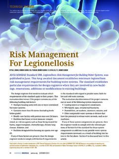 Risk Management For Legionellosis - ashrae.org