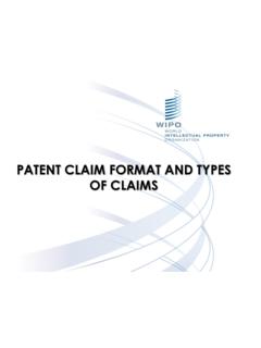 PATENT CLAIM FORMAT AND TYPES OF CLAIMS - WIPO