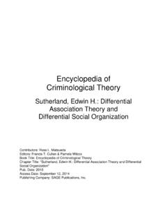 Encyclopedia of Criminological Theory - SAGE Publications …