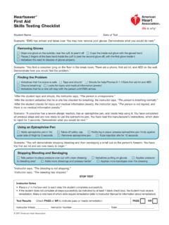 Heartsaver First Aid Skills Testing Checklist