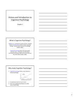 History and Introduction to Cognitive Psychology