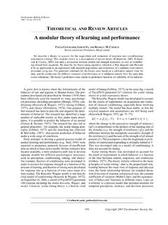 A modular theory of learning and performance