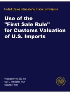 Use of the First Sale Rule for Customs Valuation of …