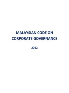 MALAYSIAN CODE ON CORPORATE GOVERNANCE