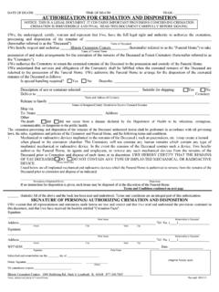 AUTHORIZATION FOR CREMATION AND DISPOSITION
