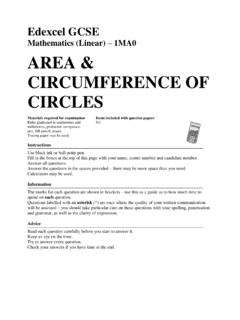 Mathematics (Linear) 1MA0 AREA &amp; CIRCUMFERENCE OF …