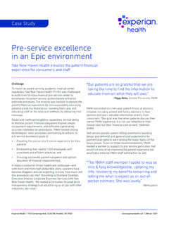 Pre-service excellence in an Epic environment - Experian