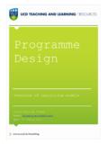 Programme Design - University College Dublin