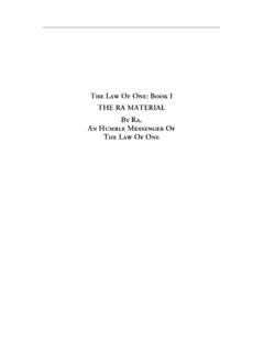 The Law Of One: Book I THE RA MATERIAL By Ra, An Humble ...