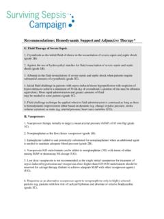 Recommendations: Hemodynamic Support and …