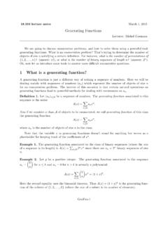 1 What is a generating function?