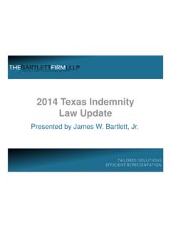2014 Texas Indemnity Law Update - The Bartlett Firm LLLP