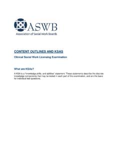 CONTENT OUTLINES AND KSAS - ASWB