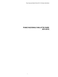 PIANO NAZIONALE MALATTIE RARE 2013-2016 - salute.gov.it