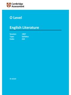 O Level English Literature - Cambridge Assessment