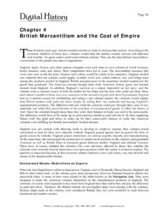 Chapter 4 British Mercantilism and the Cost of Empire T