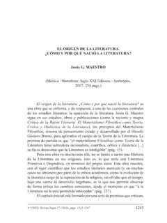 EL ORIGEN DE LA LITERATURA. &#191;C&#211;MO Y POR QU&#201; NACI&#211; …