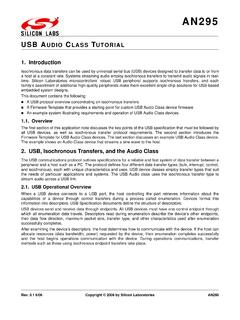 AN295: USB Audio Class Tutorial