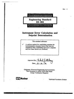 Instrument Error Calculation and Setpoint Determination
