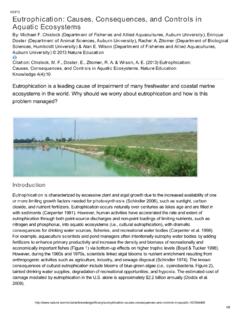 Eutrophication: Causes, Consequences, and Controls in ...