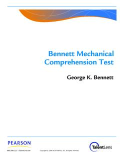 Bennett Mechanical Comprehension Test - Pearson Clinical