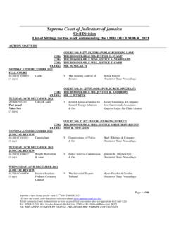 Supreme Court of Judicature of Jamaica Civil Division List ...