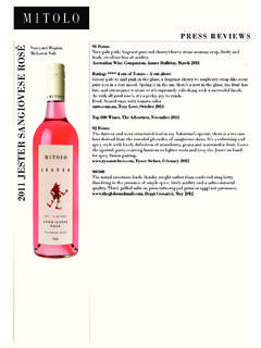 2011 Jester Sangiovese Rose Press Review - Mitolo Wines