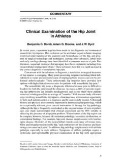 Clinical Examination of the Hip Joint in Athletes