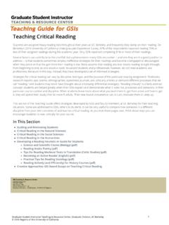 Teaching Critical Reading - GSI Teaching &amp; Resource Center