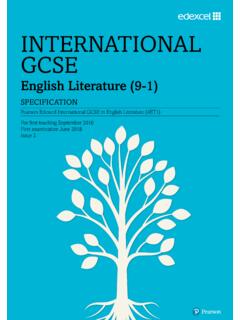 International GCSE English Literature Specification