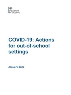 COVID-19: Actions for out-of-school settings