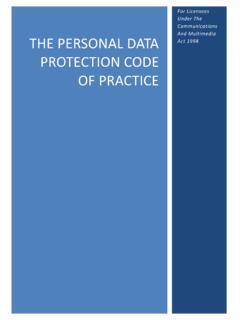 THE PERSONAL DATA PROTECTION Code of practice - PDP