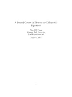 A Second Course in Elementary Di erential Equations