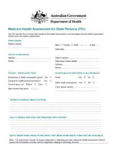 Medicare Health Assessment for Older Persons (75+)