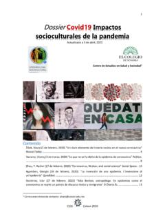 Dossier Covid19 Impactos socioculturales de la pandemia