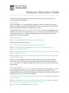 Sentence Structure Guide - University of Adelaide