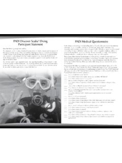 PADI Discover Scuba Diving PADI Medical Questionnaire ...