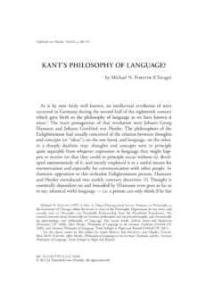 KANT’S PHILOSOPHY OF LANGUAGE? - University …