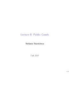 Lecture 8: Public Goods - Harvard University