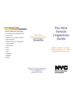 FHV Inspection Guide For-Hire Vehicle For more …
