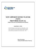 NEW OPPORTUNITIES WAIVER (NOW) PROVIDER MANUAL
