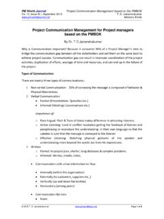 Project Communication Management - PM World Library