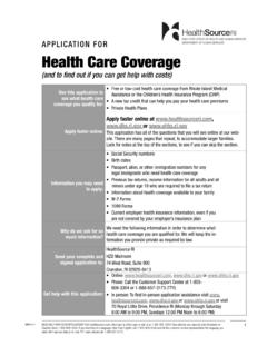 APPLICATION FOR Health Care Coverage - Rhode Island