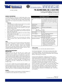 VOC Regulatory Compliance: TK-ACHRO SEAL AS-1 1315 VOC