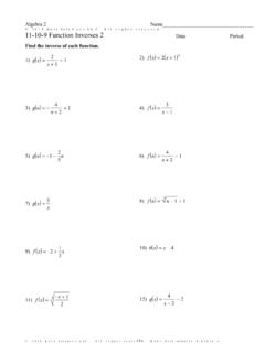 Infinite Algebra 2 - 11-10-9 Function Inverses 2 - Amazon S3