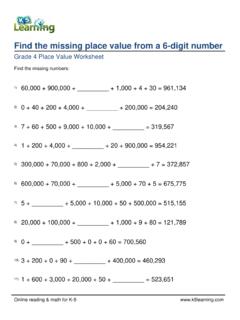 Grade 4 Place Value Worksheet - Find the missing place ...