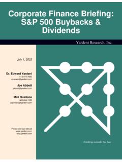 S&amp;P 500 Buybacks &amp; Dividends - Yardeni Research
